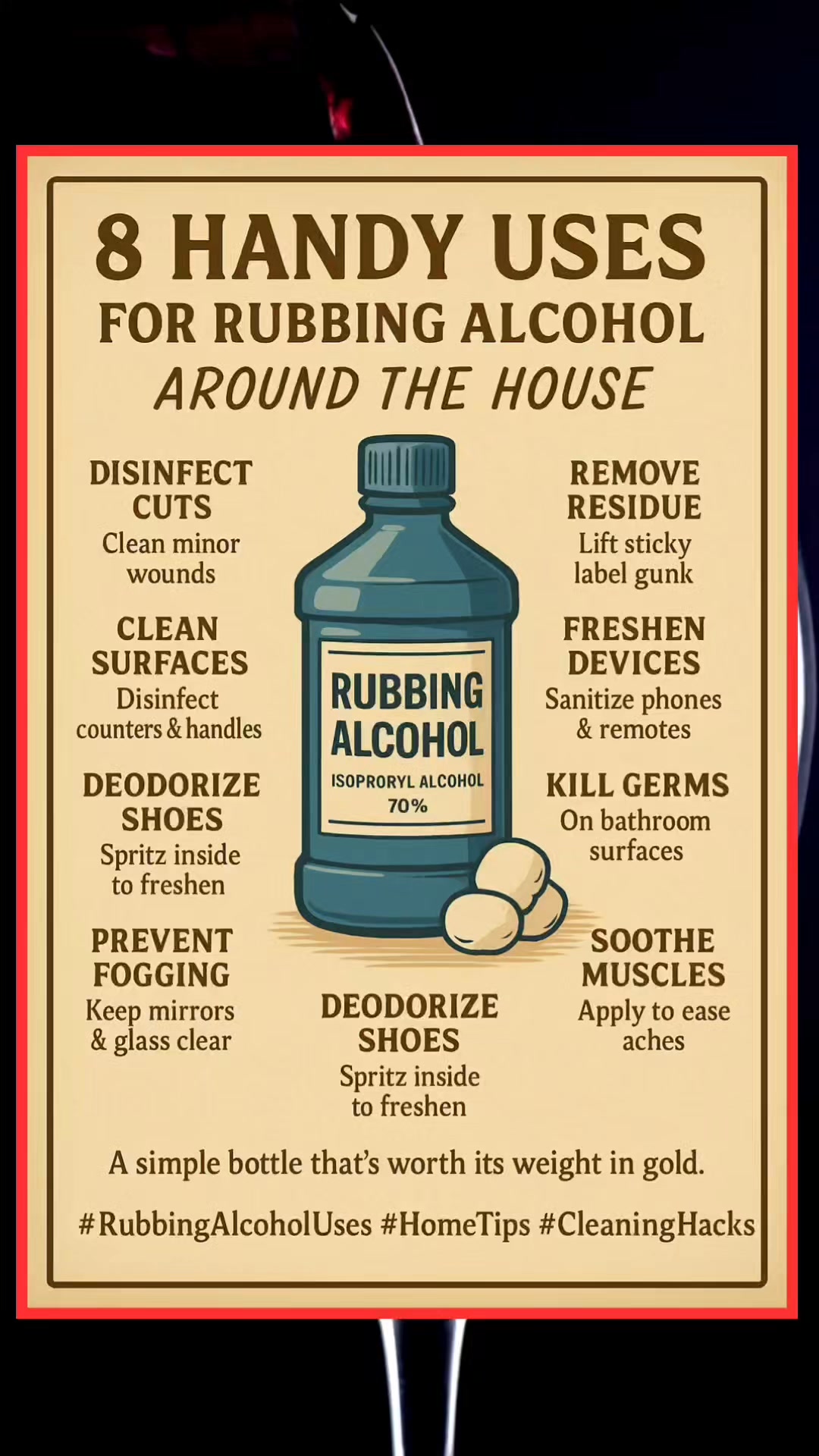 Who knew a simple bottle of rubbing alcohol could be such a lifesaver ...