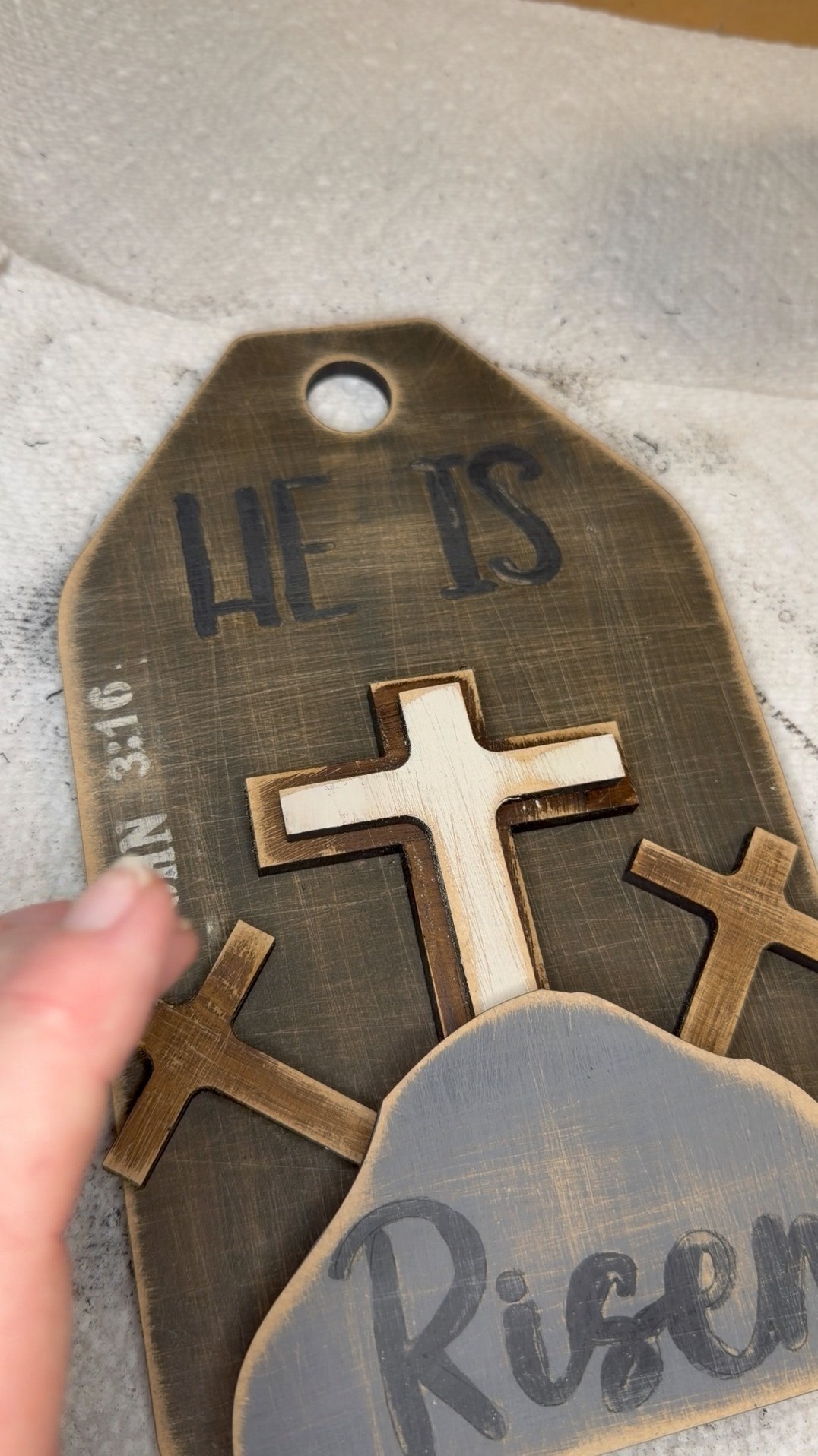 “He is risen ️🤍 This piece says it all—simple, rustic, and full of ...