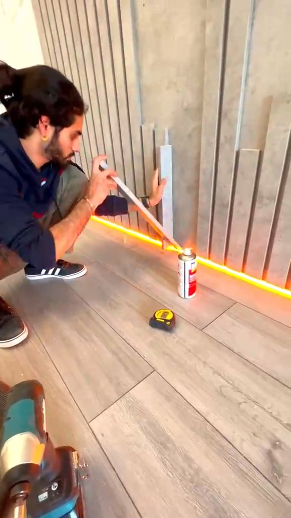 Laser led light installation under the slats #Homerenovation # ...
