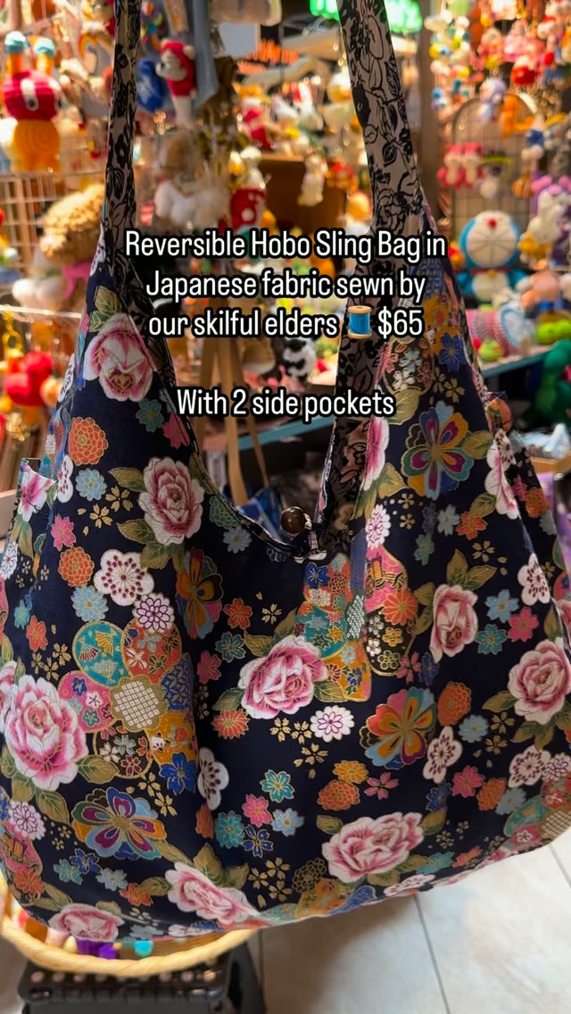 SOLD] REVERSIBLE HOBO SLING BAG expertly sewn with Japanese fabric