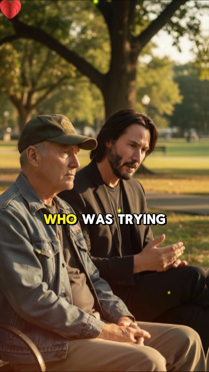 A veteran sits alone on a park bench – Keanu Reeves approaches him and ...