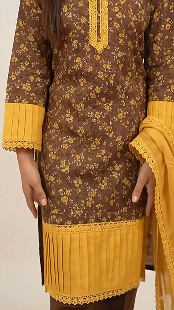Yellow Combination in Brown Printed dress | Samima Pravin