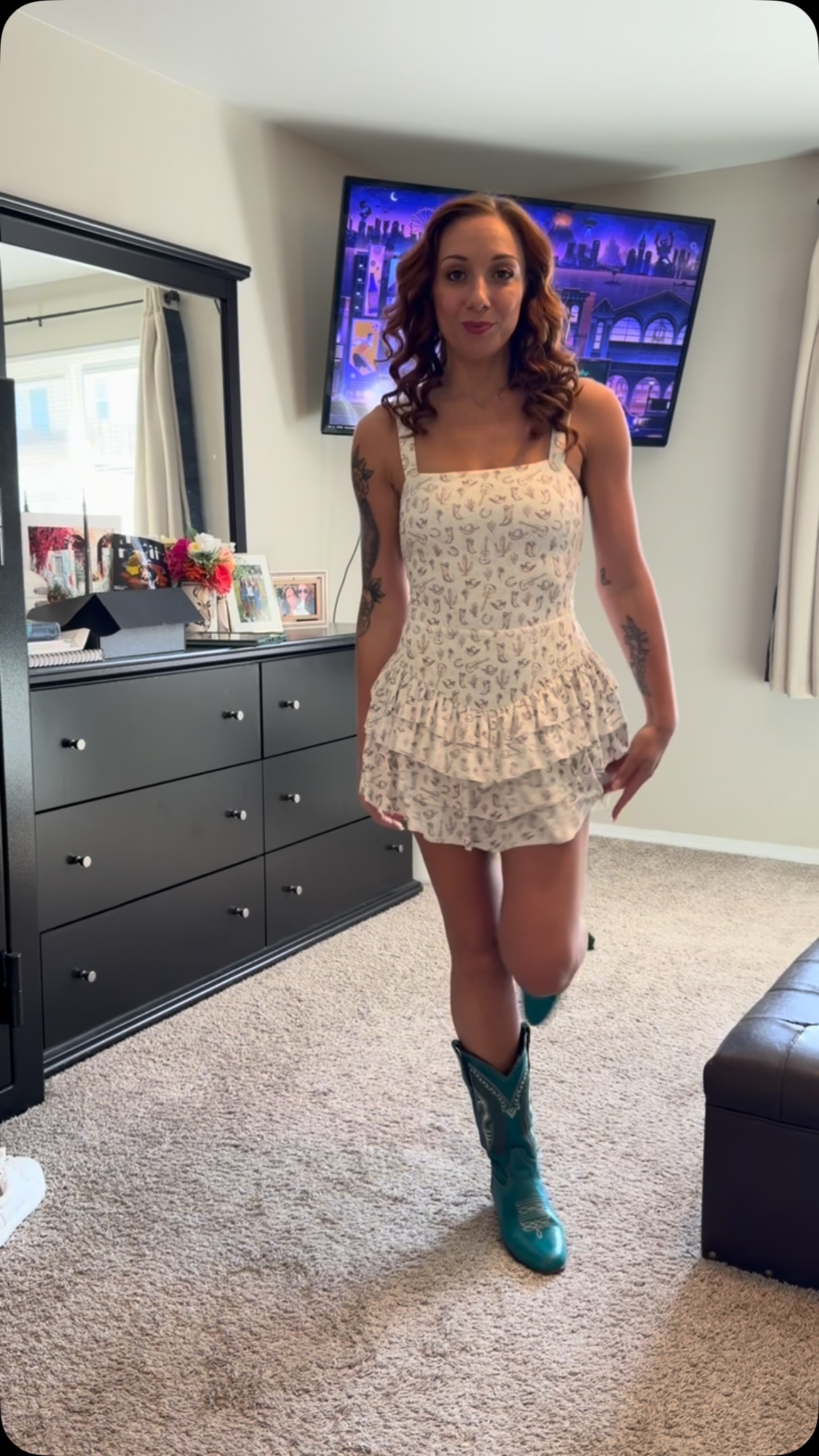 1 tequila, 2 tequila, 3 tequila… FLOOR! 🥃🥃🥃, Friday Night Dance outfit with my NEW teal boots from Forever Country Boots! 👢😍, #3tequilafloor #linedance #linedancing #forevercountryboots 