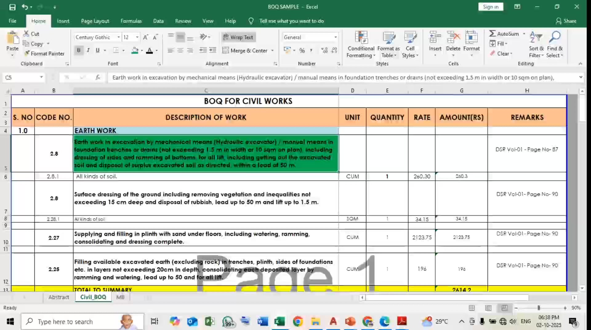 What is BOQ? | BOQ कैसे बनता है? | Step by Step as per DSR, IS 1200 ...