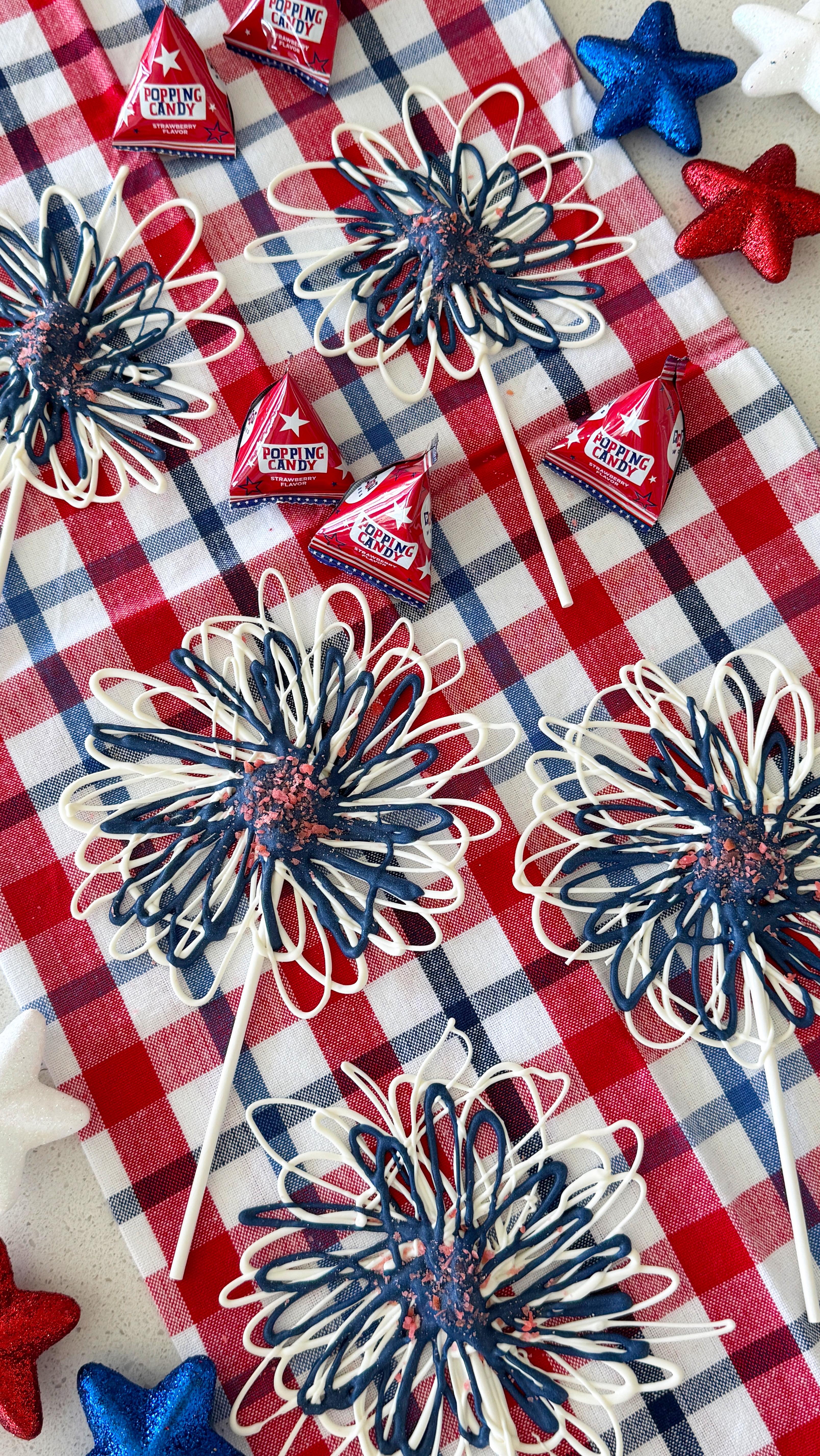 Fireworks Chocolate Pops🎆 These patriotic treats are a perfect snack ...