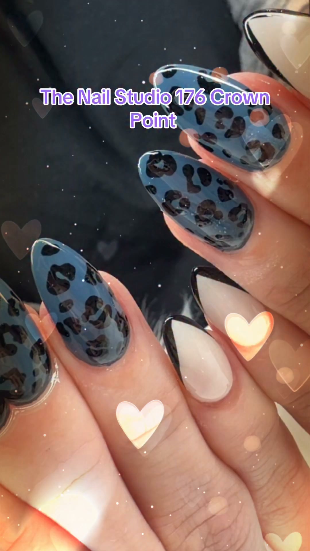 Cute with a Wild Side 🐆🩵 Blue leopard + clean French tips = the