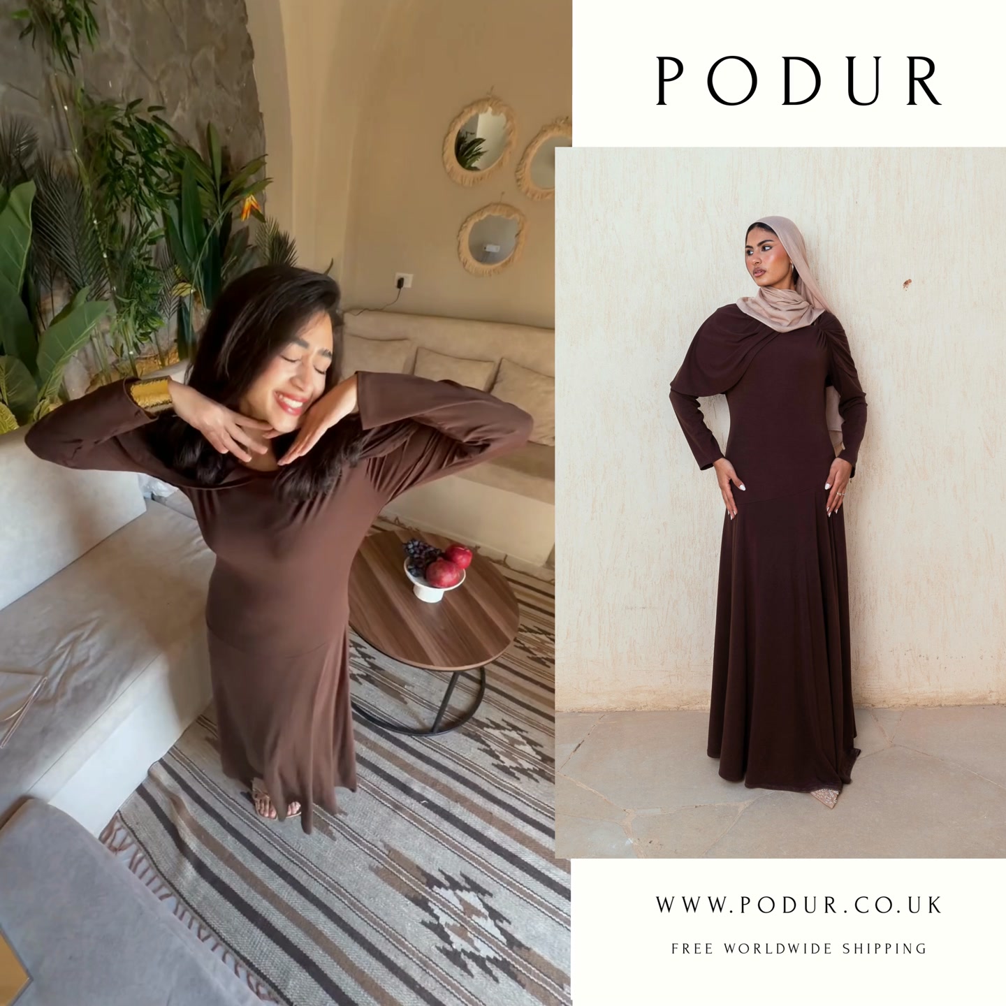 podur green dress Step into Eid in a that blends elegance, comfort, and modest style. Perfect for evenings spent with loved ones. Order now and get it delivered in 1-4 days. | Model Vivien