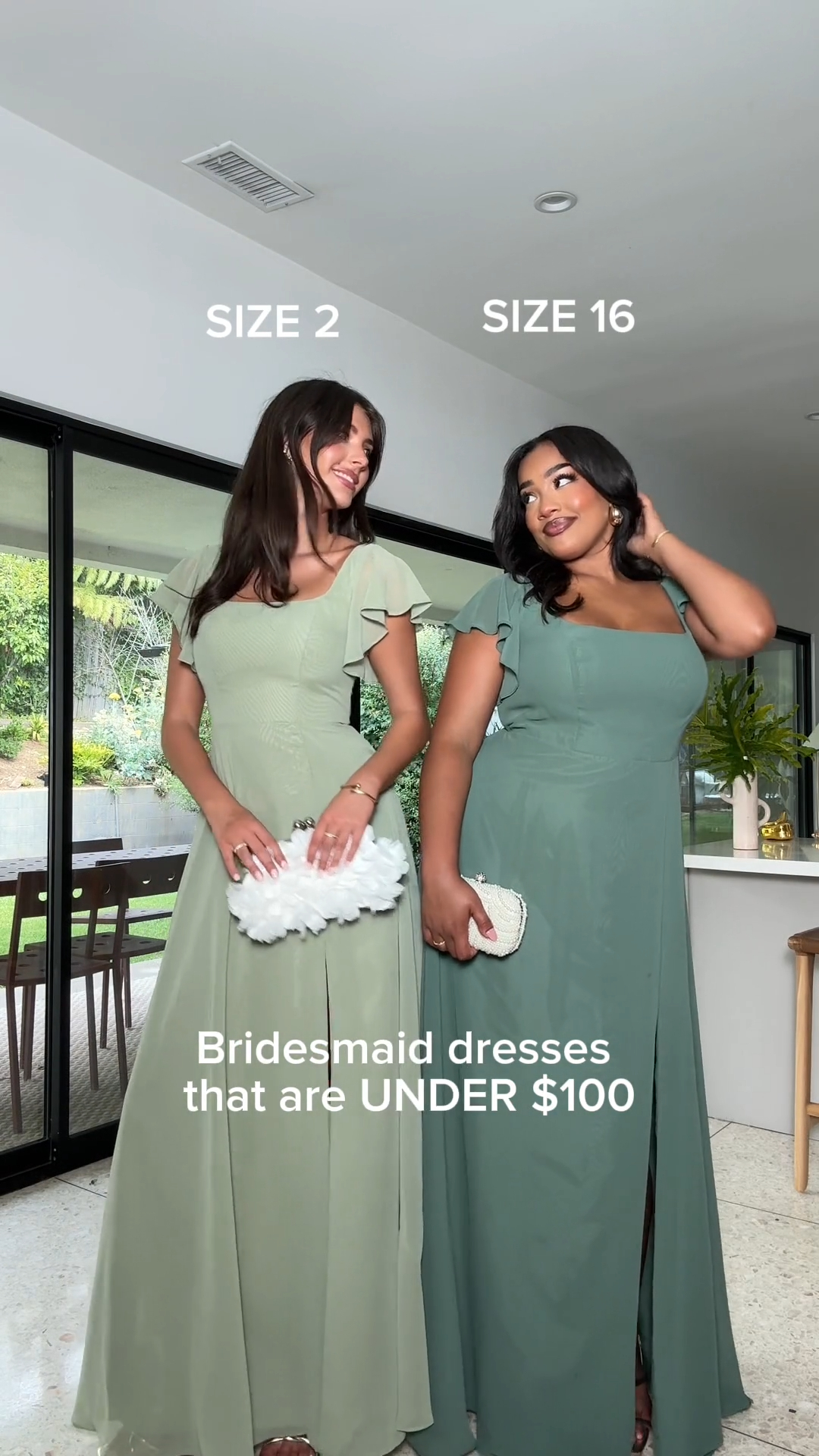 Dress Spotlight: Meet Bondi. 💚 Flutter sleeves, an open back, and a statement slit. | AZAZIE