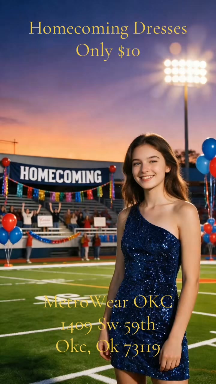 Come get your Homecoming Dresses from us! Only $10 at MetroWear, #Homecoming2026 #comeondown | MetroWear OKC