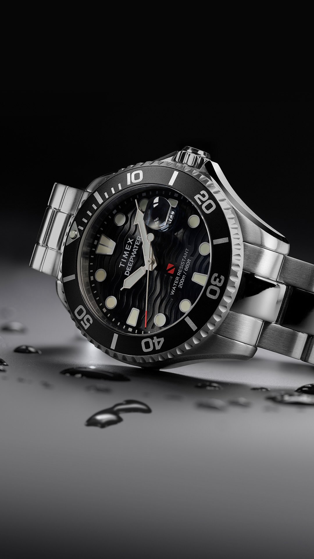 With its soft silicone strap and water-resistance up to 100 meters