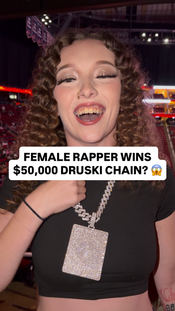 Female rapper wins $50,000 Druski chain? 😱 #upcomingartist # ...