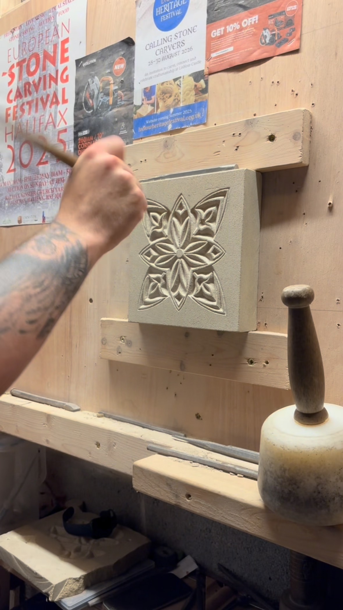 Back for another evening of #stonecarving — another piece for you to # ...