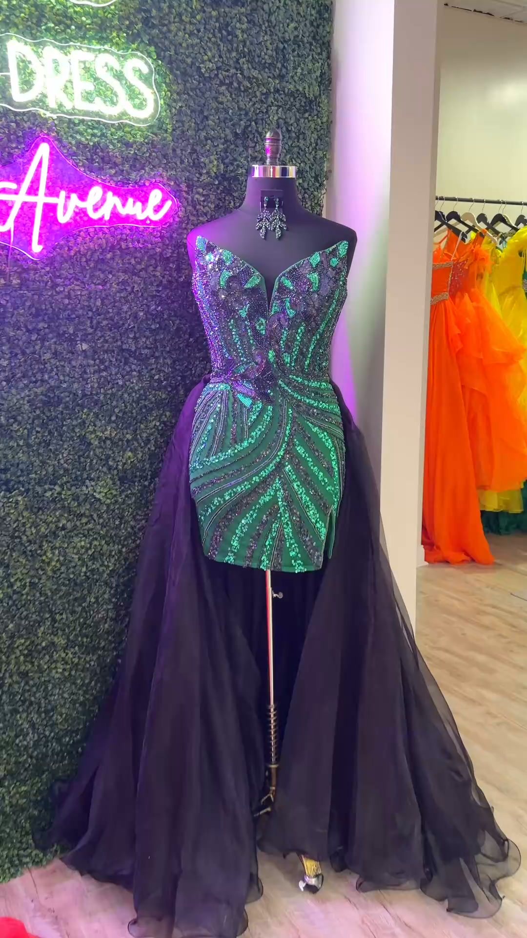 emerald dreams in the dark 💚🖤, Madison Avenue Prom & Pageant | Richmond, KY, 💳 layaway available | 📦 shipping available, 📏 shop sizes 00–24 in store, up to size 40 by order