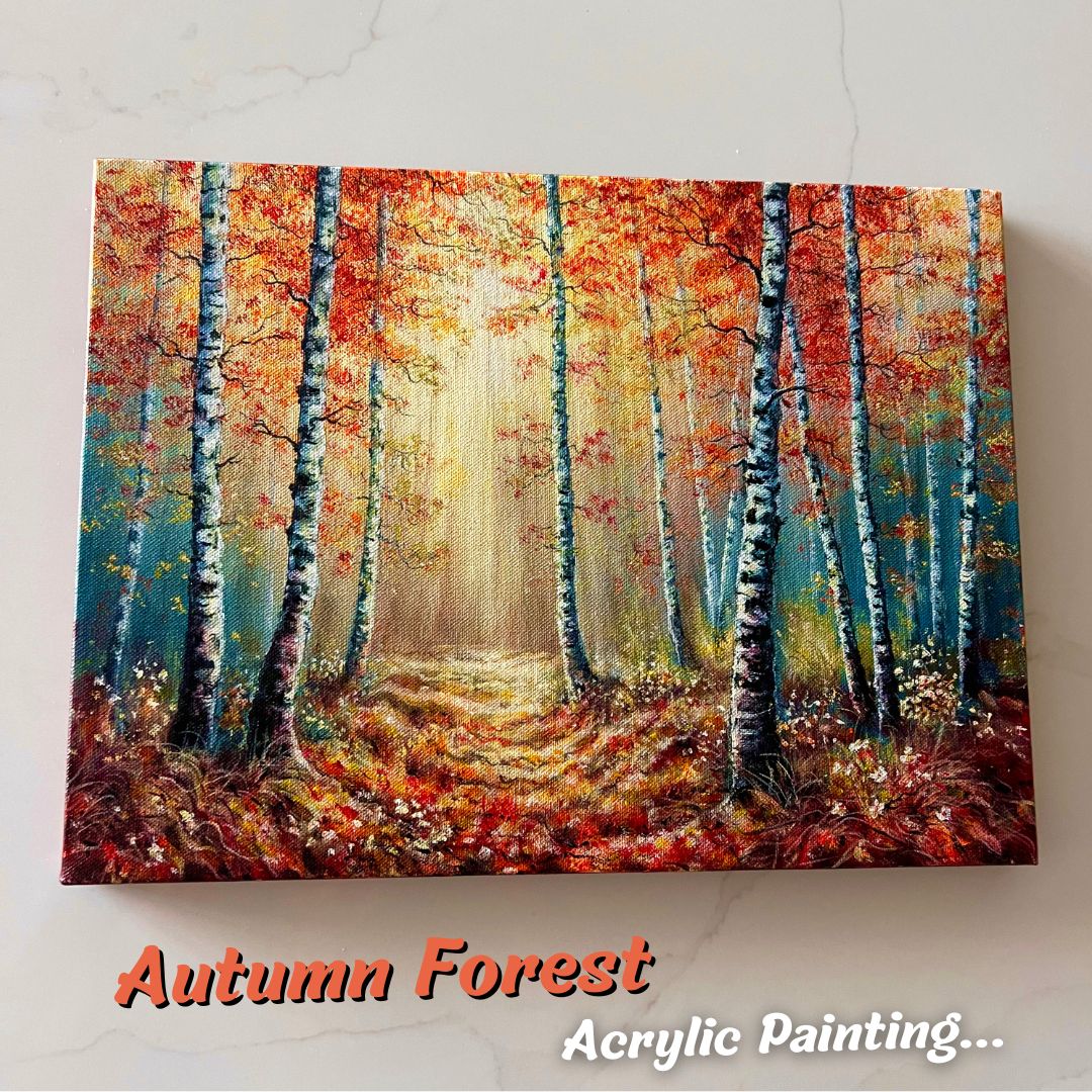 Autumn Forest Path Acrylic Painting 🎨 #acrylicpainting #painting # ...
