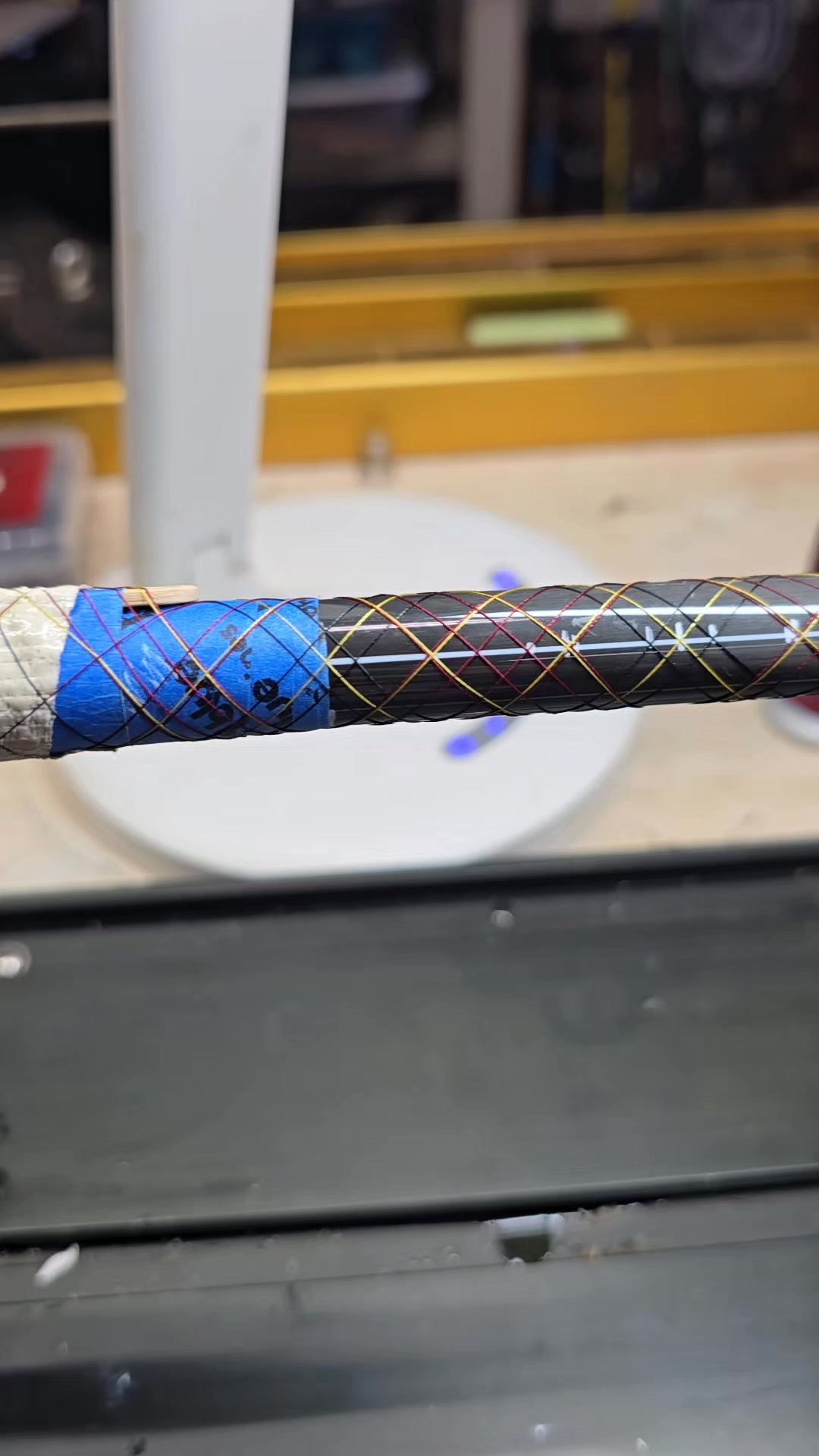A Wrap In Progress on this custom fishing rod, halfway through at this ...