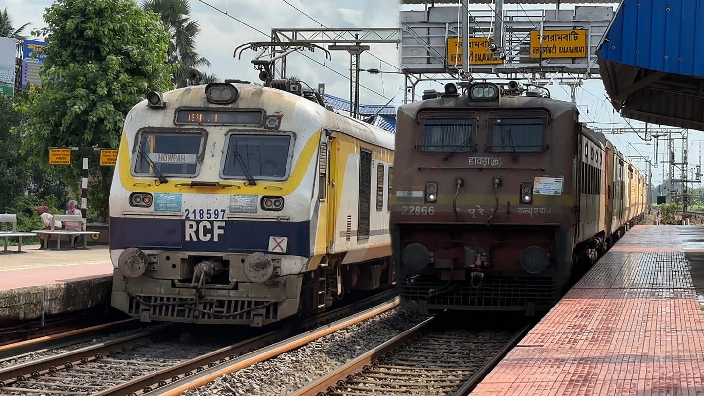 RCF Memu+Wap-4 and Wap-7 Engine Howrah Mail+Shantiniketan+Tebhaga Exp ...