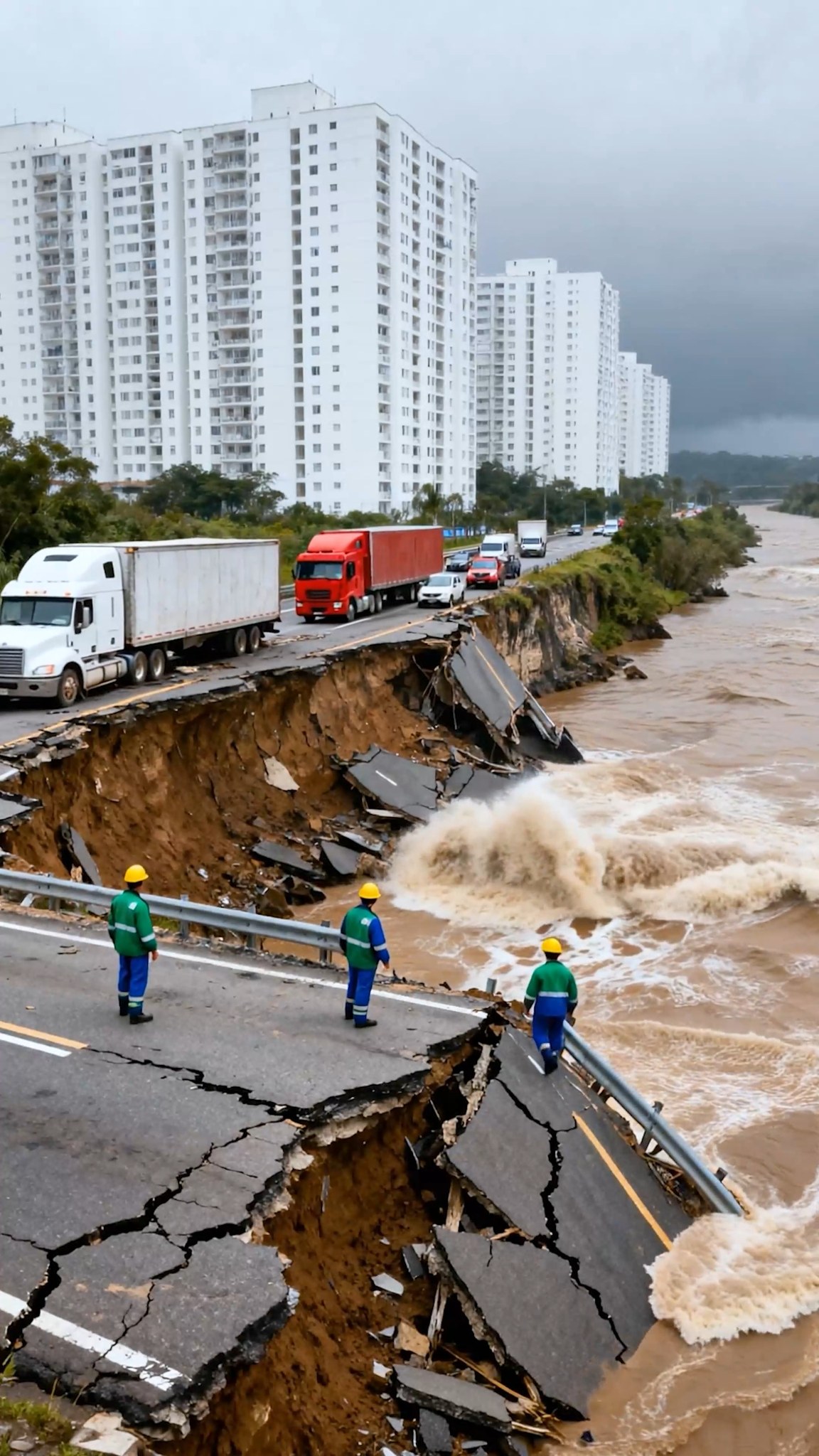 Building Falls Into River After Sudden Ground Collapse! #construction ...