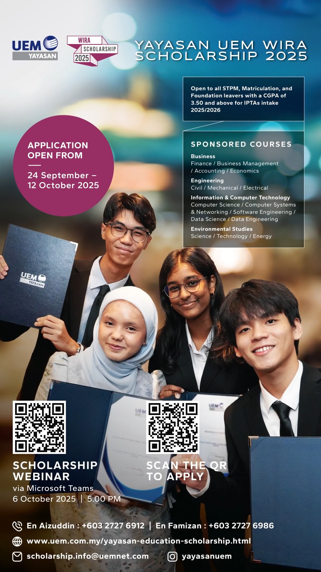 Permohonan Biasiswa Yayasan UEM Wira 2025 kini DIBUKA! 🌟 📌 Tempoh ...