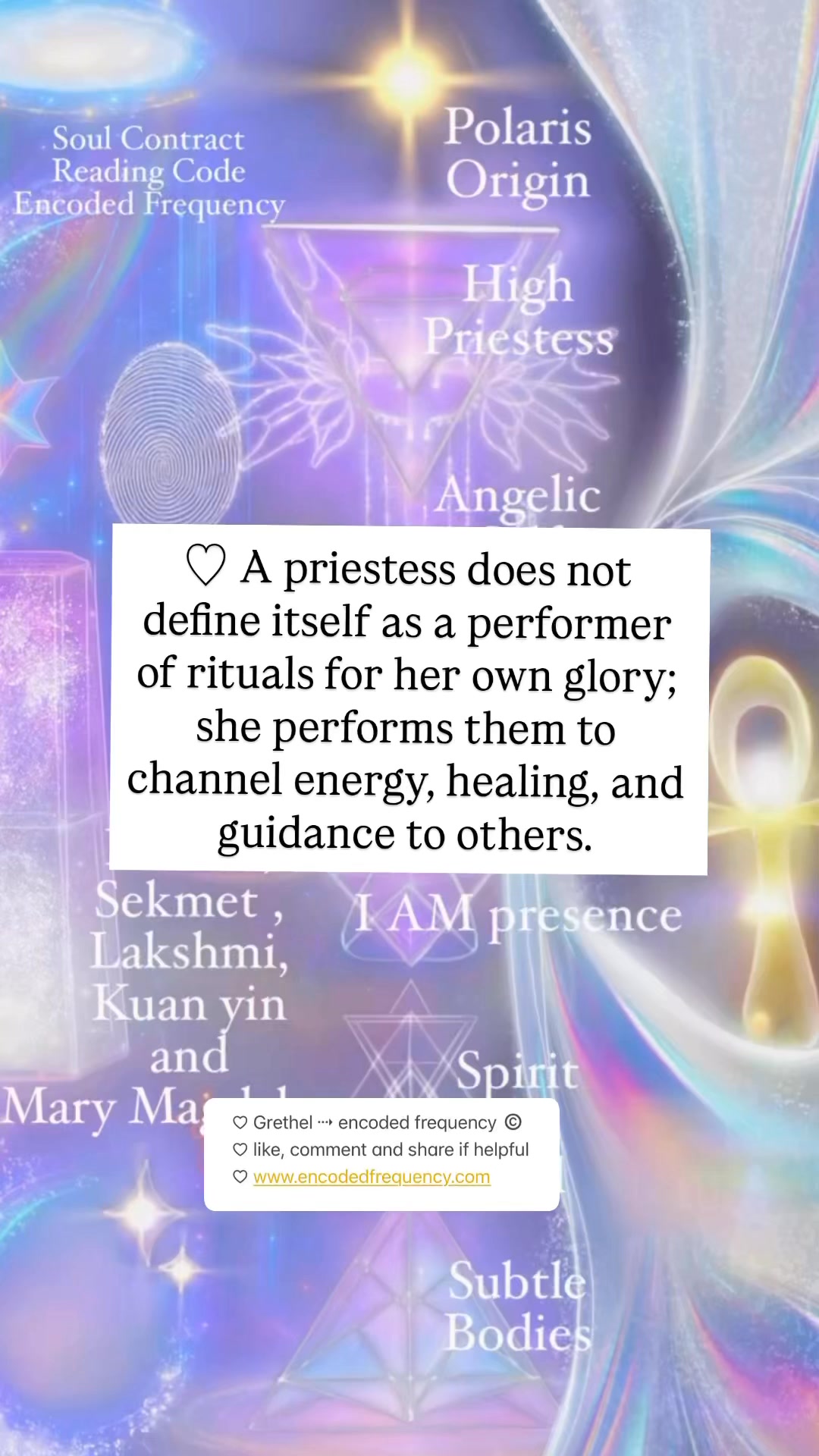 A priestess does not define itself as a performer of rituals for her ...
