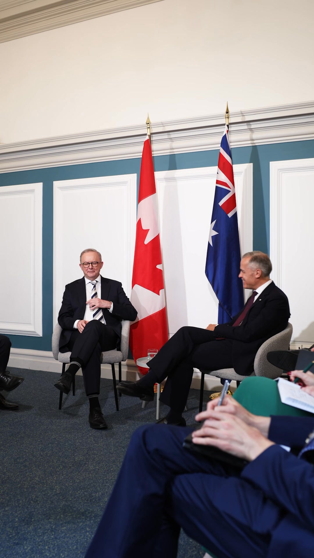Great to catch up with my friend, Prime Minister Albanese, in London ...