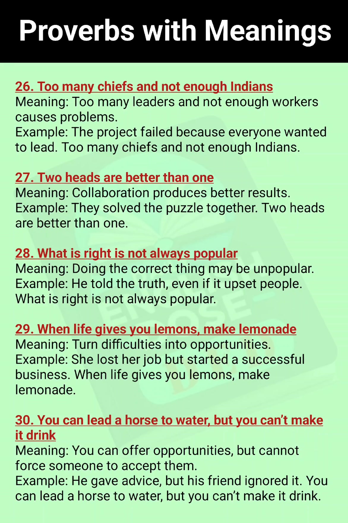 Most Useful English Proverbs and Their Meanings with Examples # ...