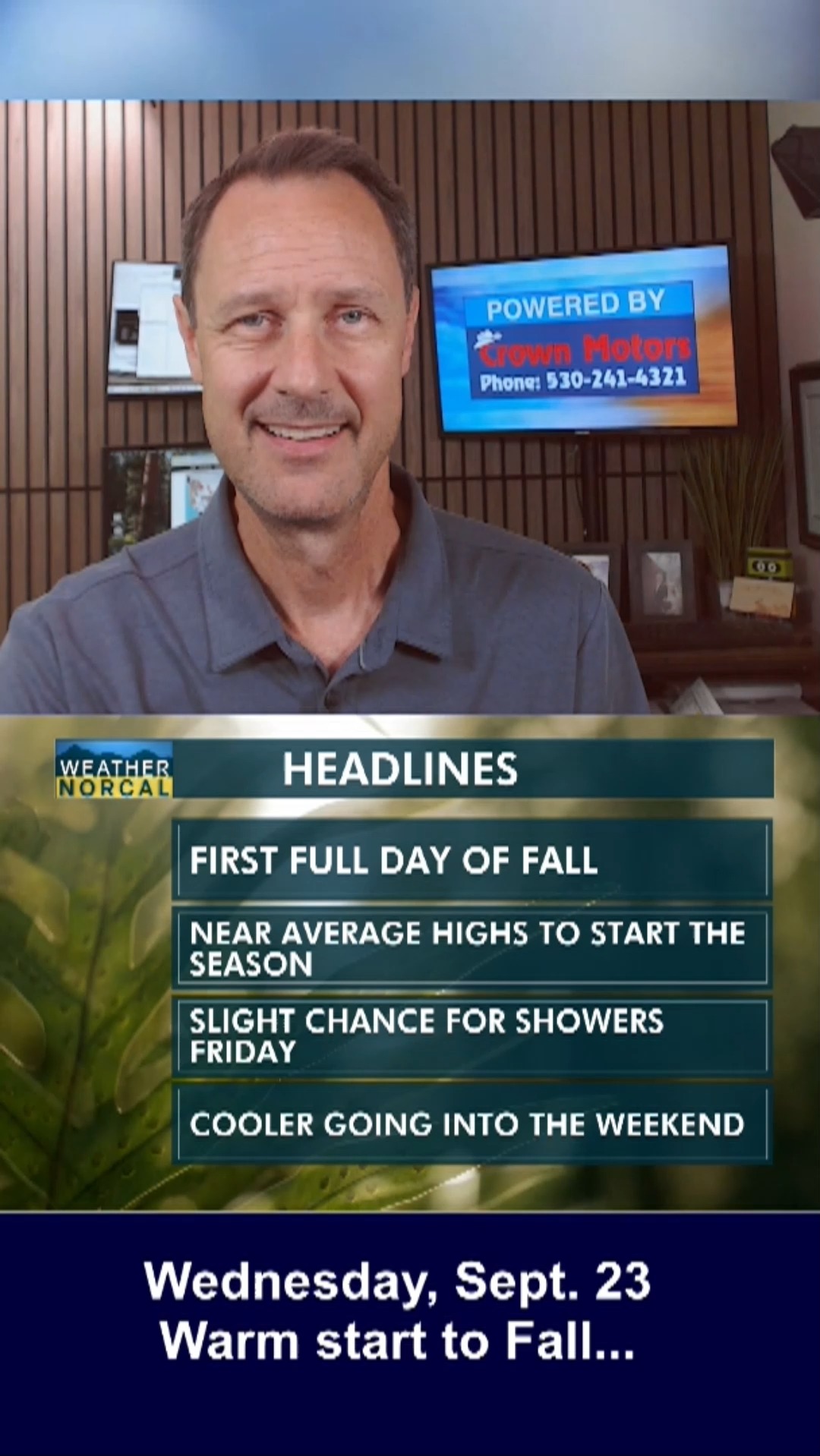 Krueger's QuickCast Wednesday, Sept, 23 Warm start for the first