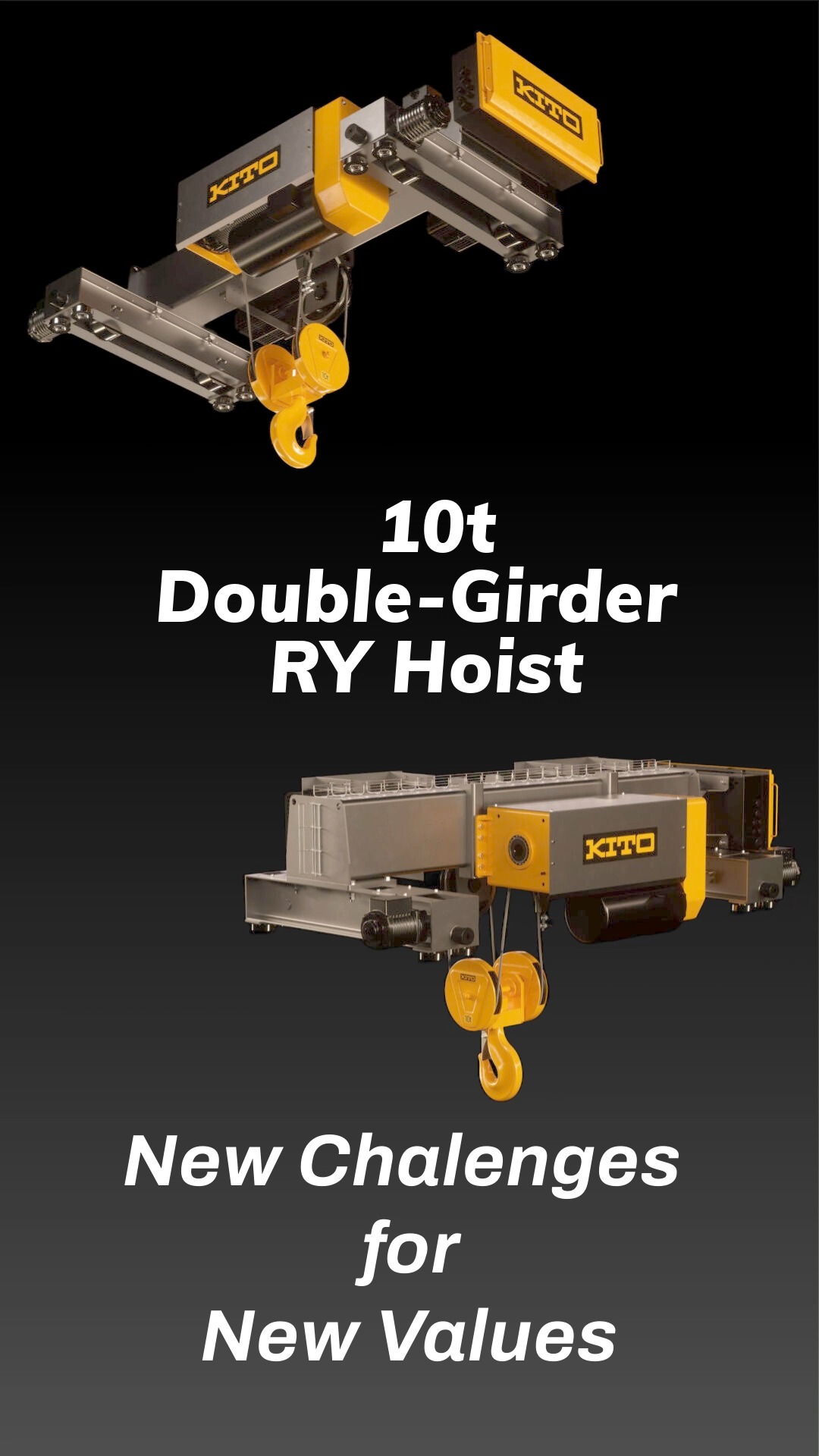 Kito Crosby introduces 10t double-girder RY wire-rope hoist 
