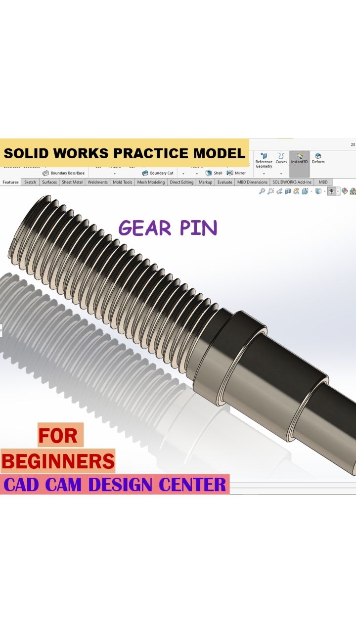 Gear pin ||Bevel Gear Pin ||Solidworks 🔥💯 #solidworkstutorial # ...