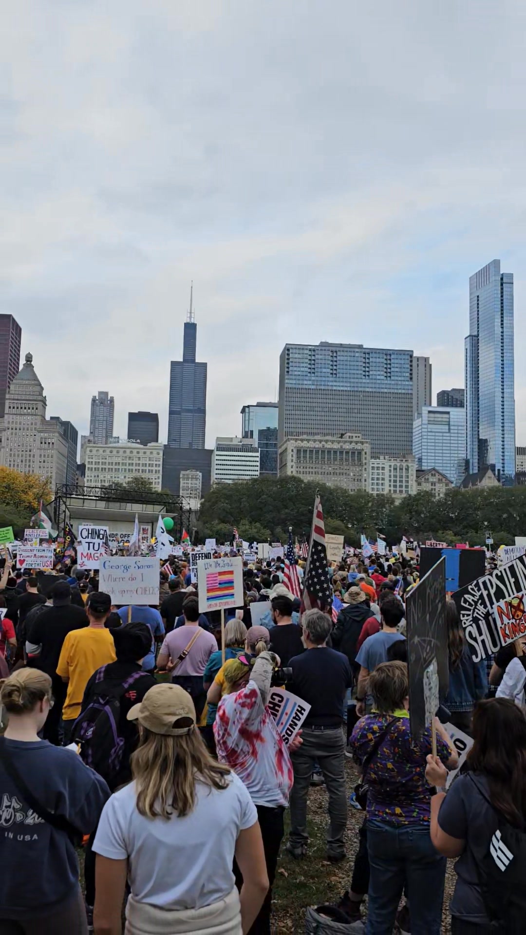 thousands of people gather in Grant Park Chicago to protest against fas ...