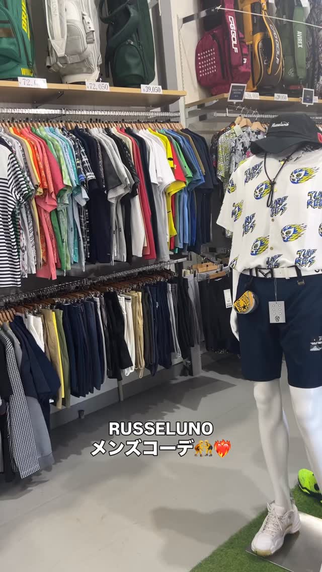 Russeluno ストライプシャツ青/オレンジポロシャツ　ゴルフウェアサイズ6 Russeluno ストライプシャツ青/オレンジポロシャツ ゴルフウェアサイズ