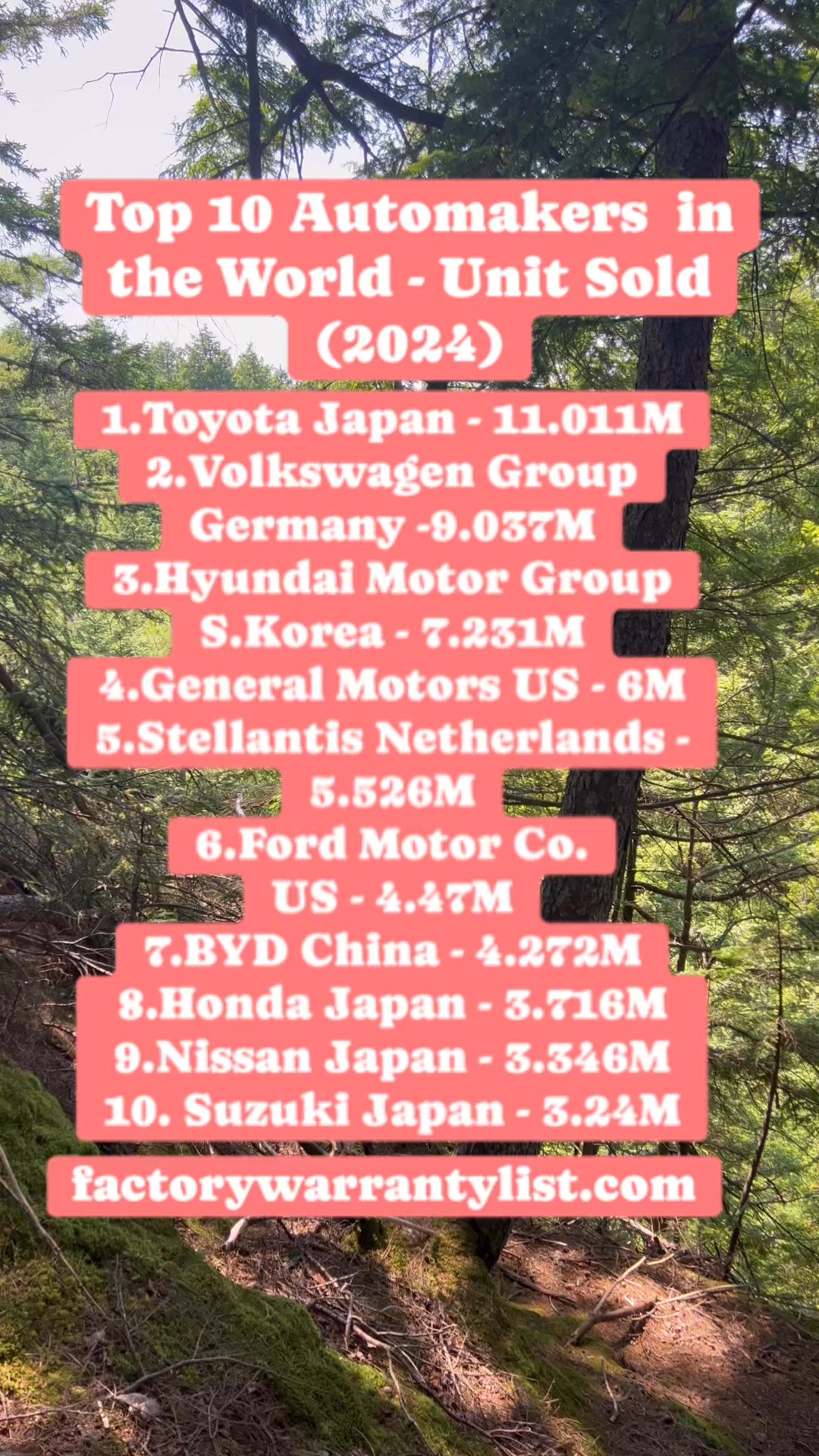 Top 10 Automakers in the World - Unit Sold - 2024!🥰 #Top10 #automotive ...