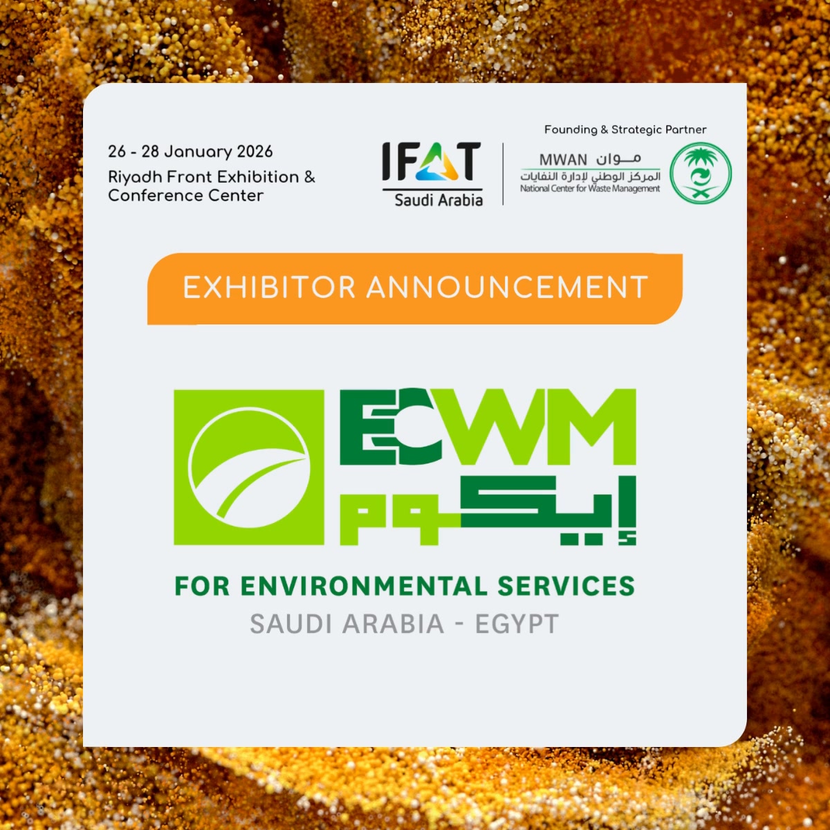 We are excited to welcome ECWM as an exhibitor at IFAT Saudi Arabia ...