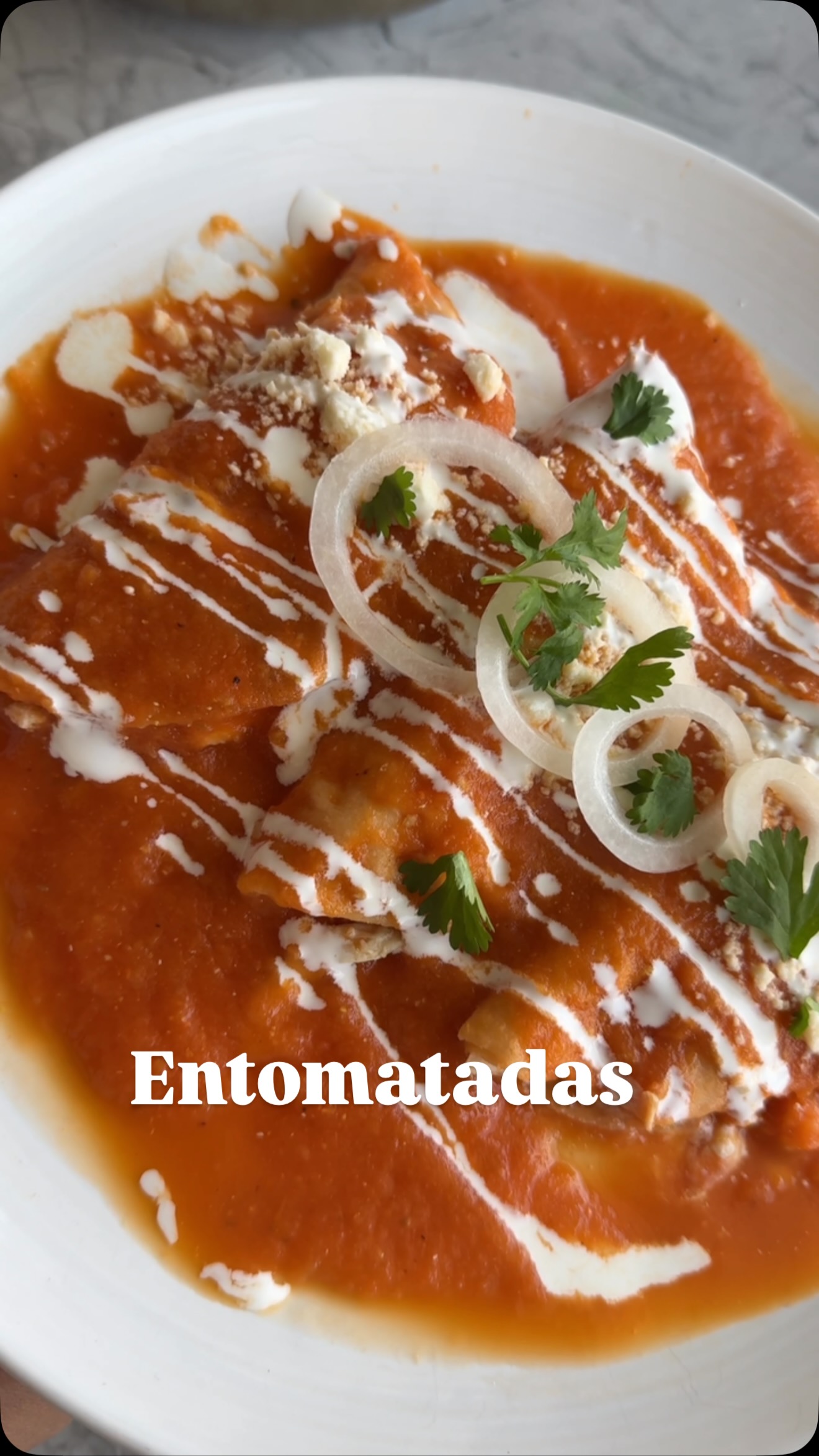 Entomatadas recipe: 5-6 Roma tomatoes, cooked 1/2 white onion sautéed 2