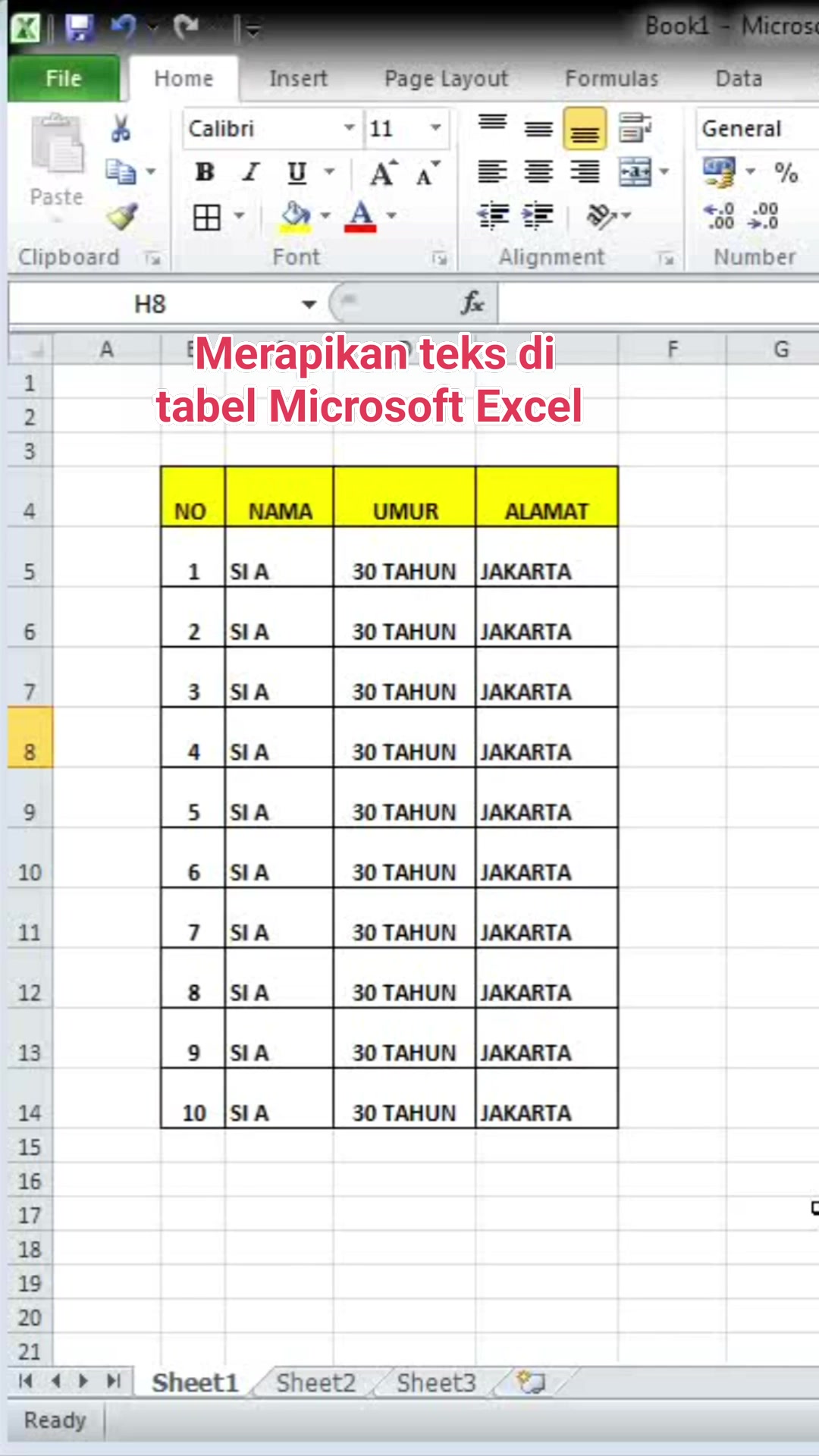 Merapikan teks di tabel Microsoft Excel #tutorial #microsoft #tipsword ...