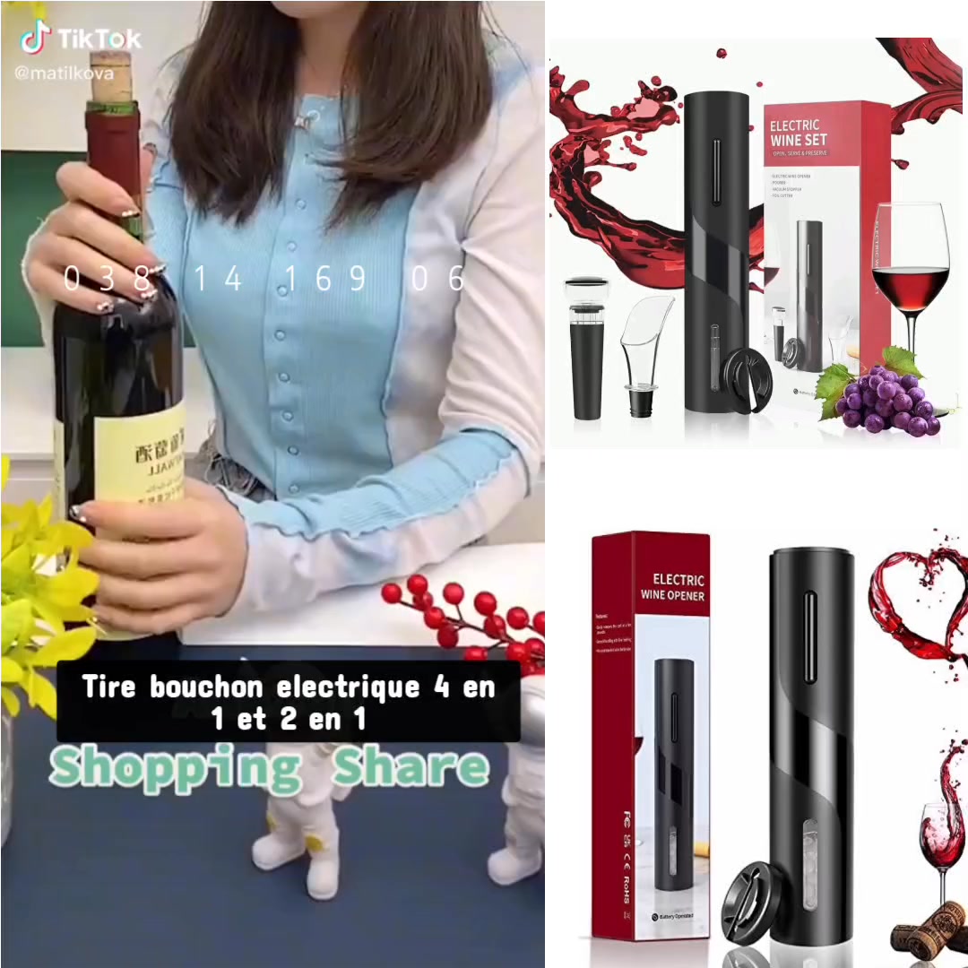 AJW-Ouvre-Bouteille de vin Tire-Bouchon électrique Ouvre-Bouteille AJW-Ouvre-Bouteille de vin Tire-Bouchon électrique Ouvre-Bouteille