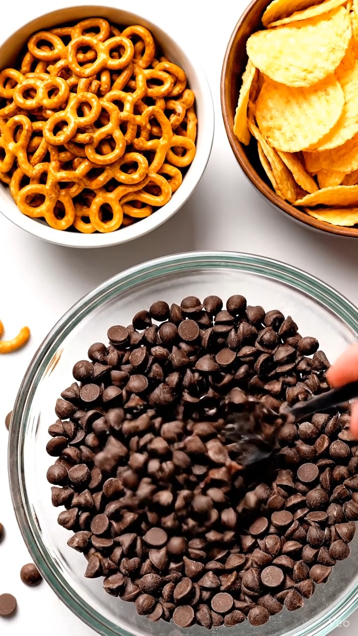 Chocolate‑dipped pretzels and potato chips are perfect sweet‑salty ...