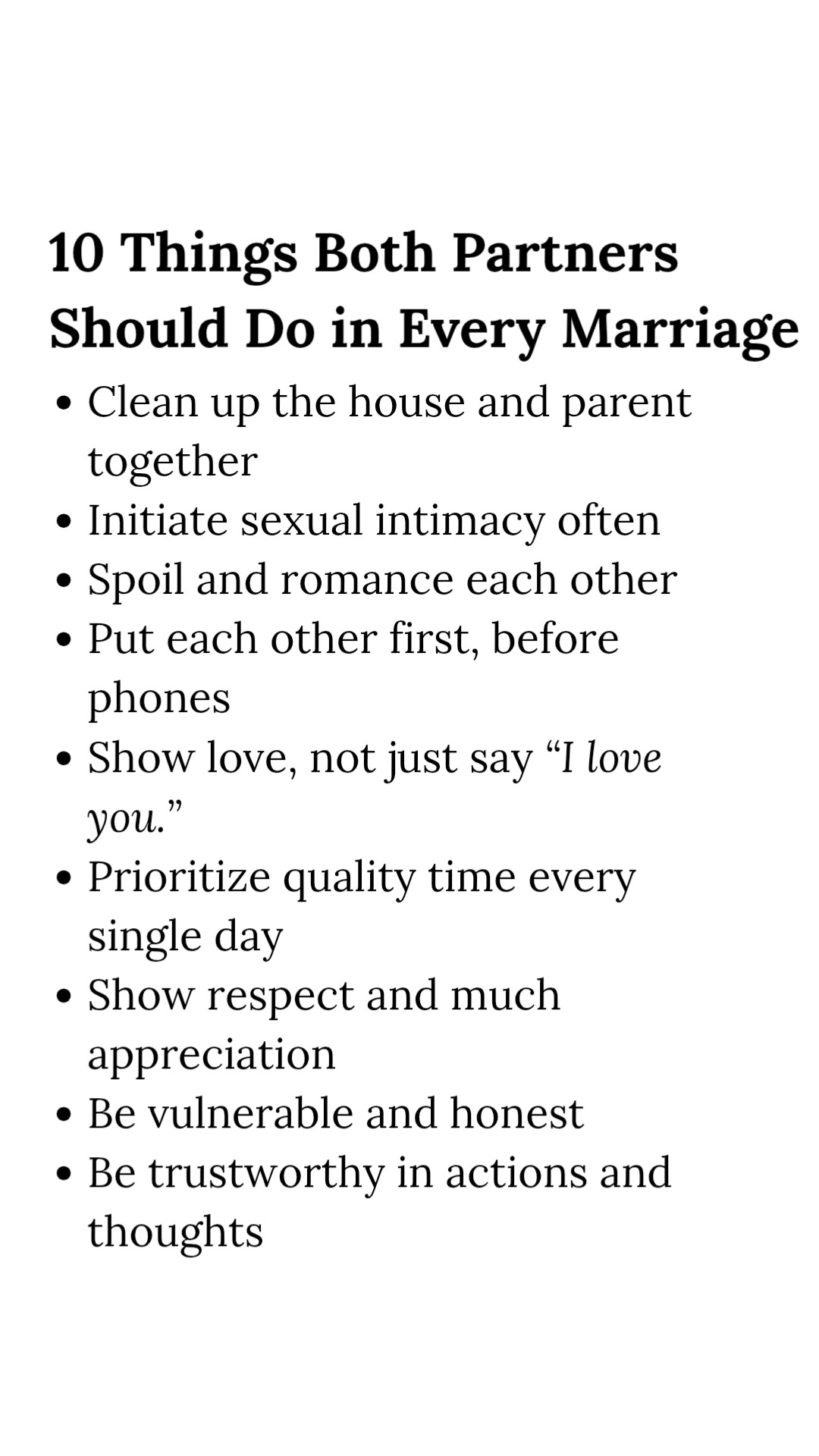 10 Things Both Partners Should Do In Every Marriage. #marriage # ...