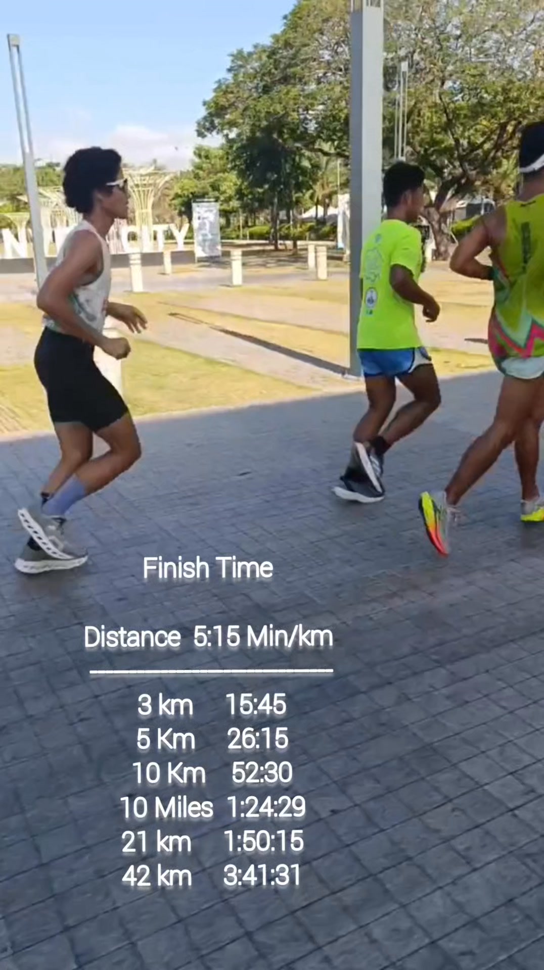 Running Pace 5:15 Min/km your finish time for popular race distances ...
