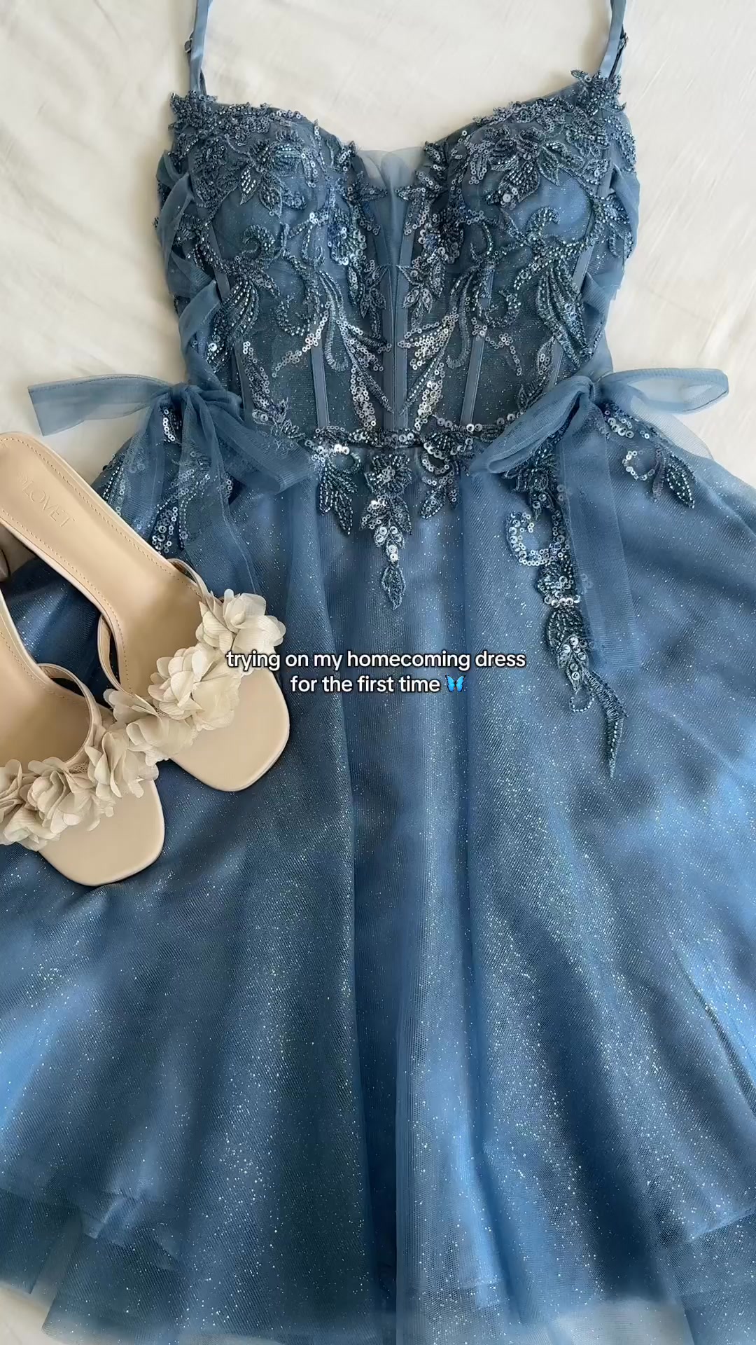 Blue Sequin Mini Homecoming Dress Try-On Straight From a Fairytale