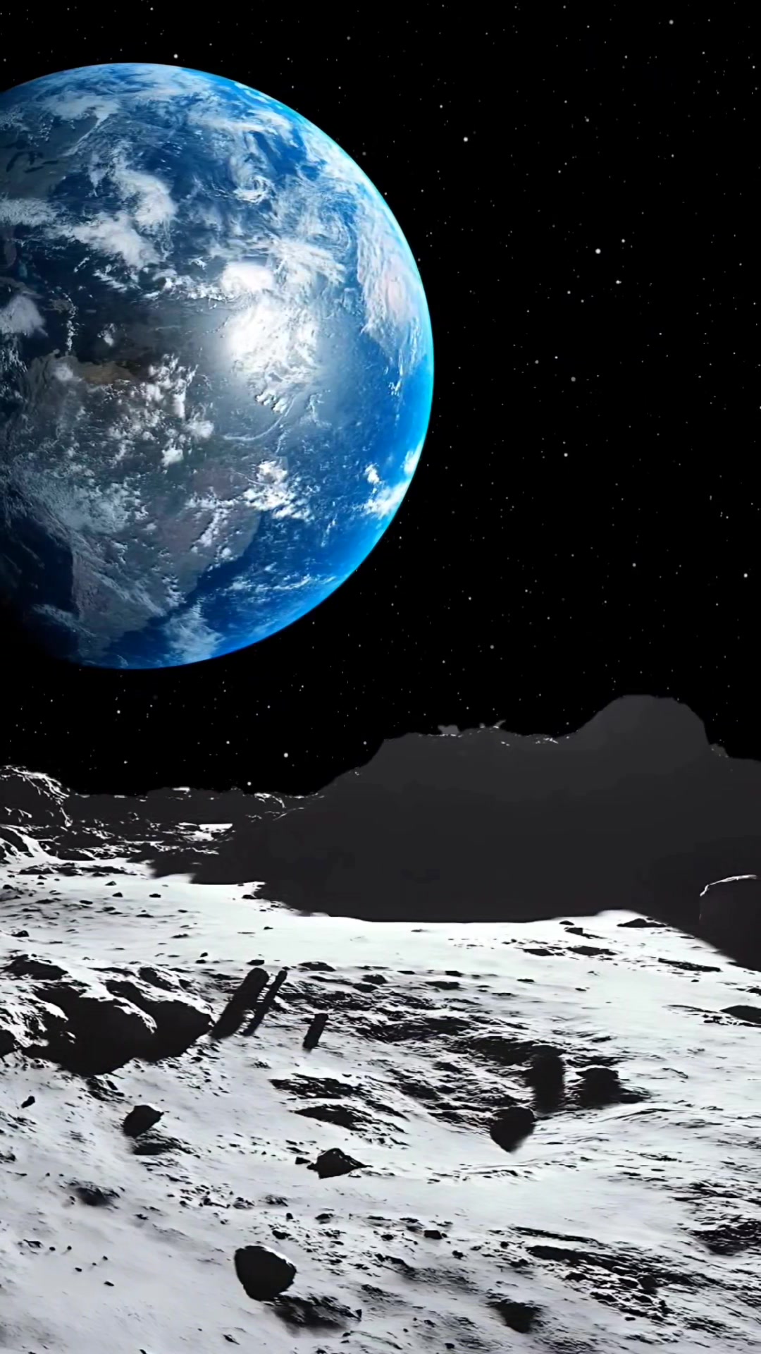 Earth Seen From the Moon Surface | Rare View 🌎 From the surface of the ...