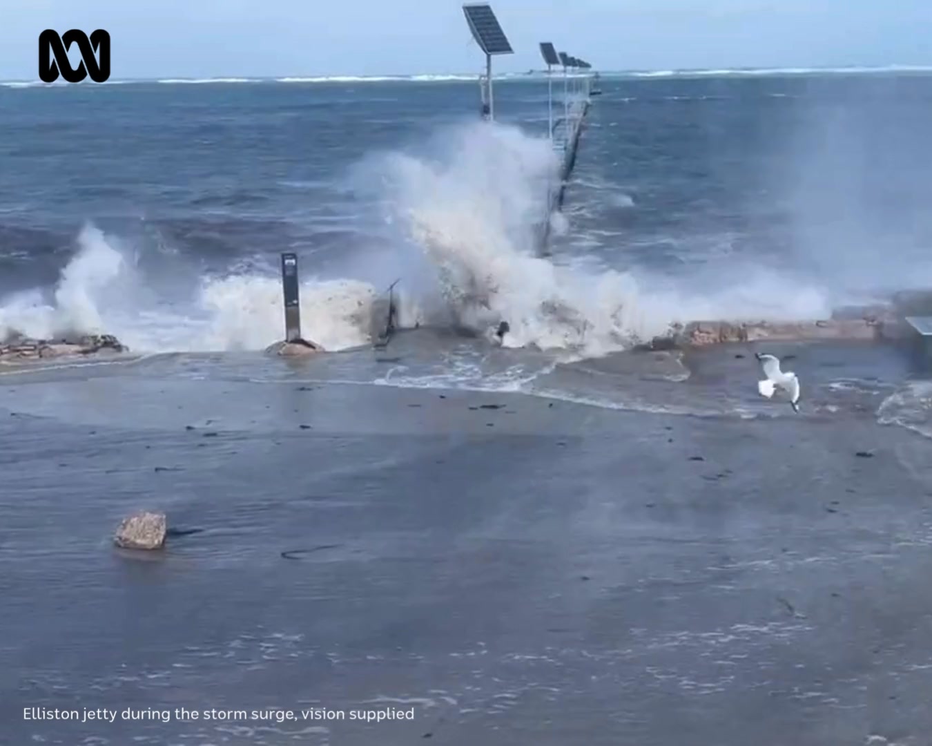 Video showing the high tide and storm surge impacting the jetty just ...