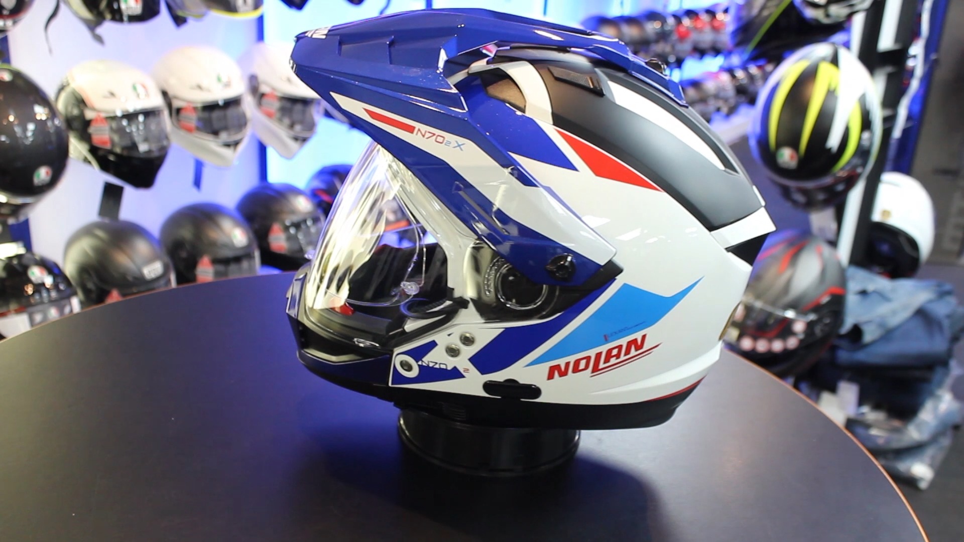 Nolan N70-2X Stunner N-Com Helmet (Metal White/Blue/Red) RRP