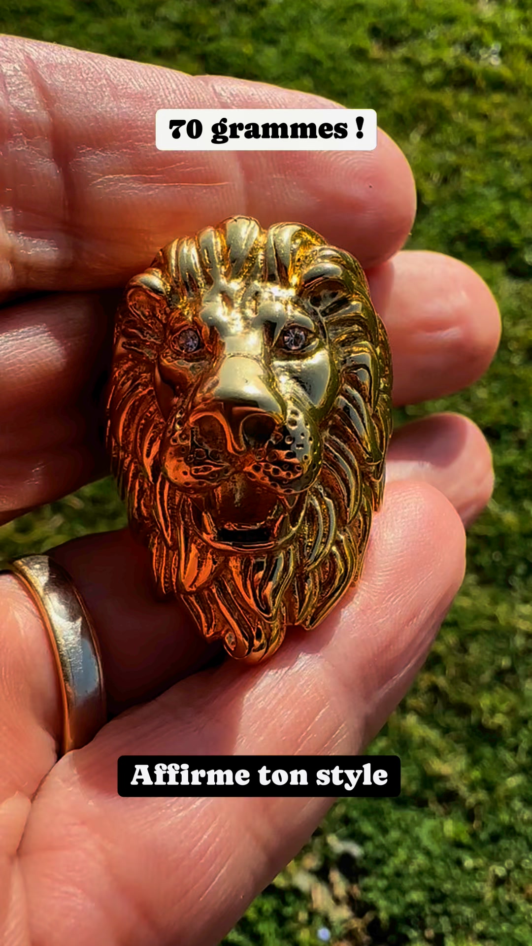BOBIJOO Bague Chevalière Géante Tête De Sanglier – Acier Or Doré Plaqué, Motif Chasseur Celtique Puissant Et Stylé