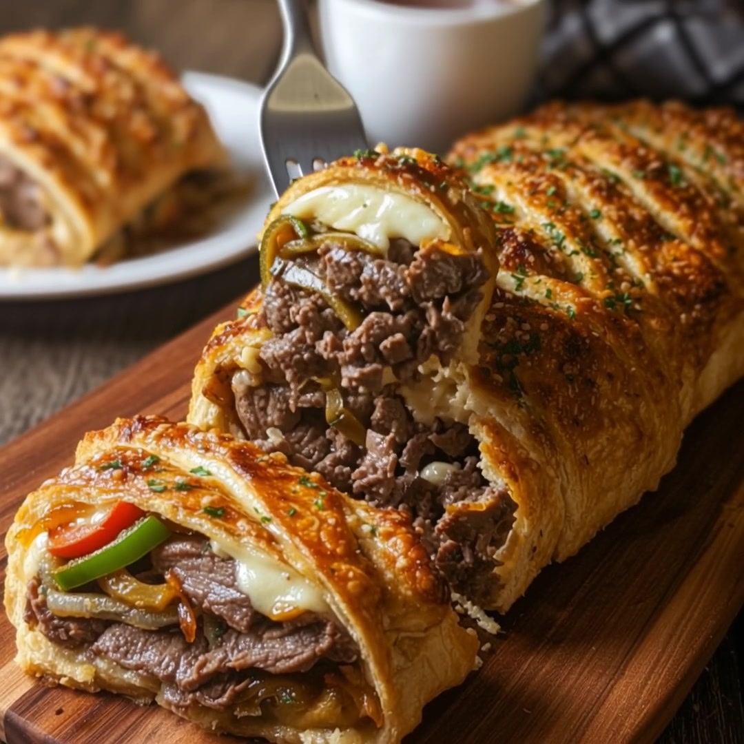 Philly Cheese Steak Stuffed Bread Ingredients: 1 tablespoon olive oil 1 ...