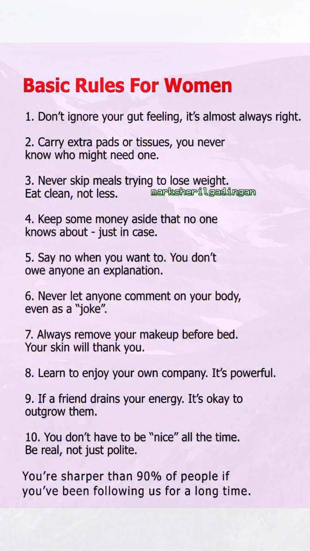 Basic Rules For Women #forwomen #women #girlpower #fblifestyle | Mark ...