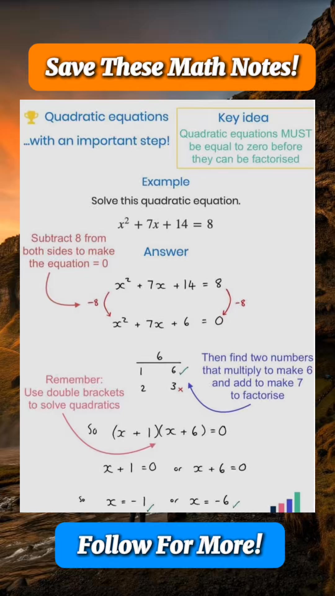 Quadratic equation Math Notes | Math Tricks Tutorial | Facebook