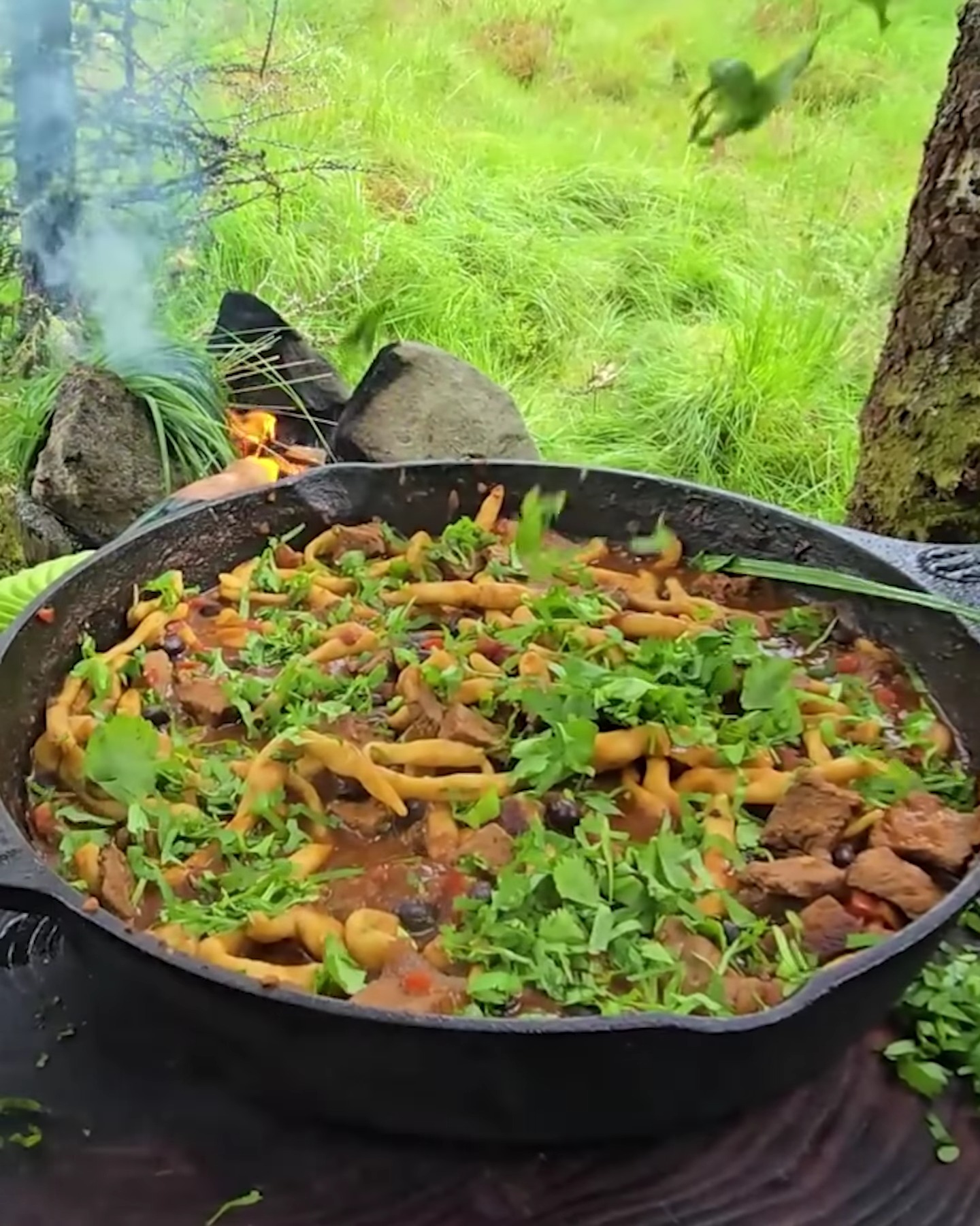 Juicy Steak & Fresh Pasta Over Campfire! | Menwiththepot | Facebook