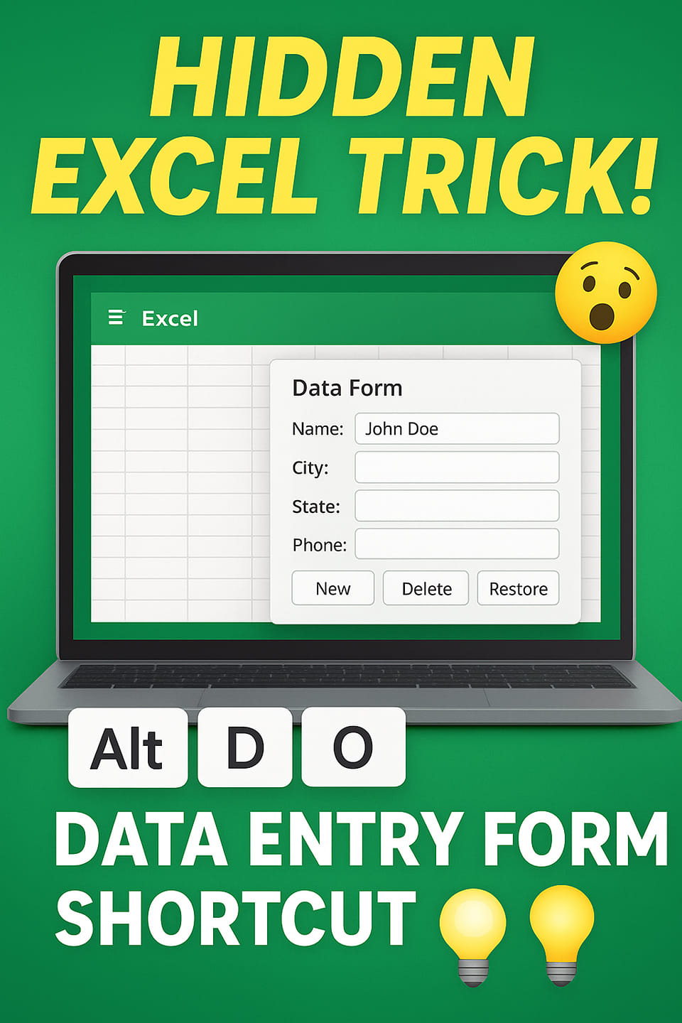 Enter Data in Excel Like a Pro - Use This Hidden Form Trick! 🔥 # ...