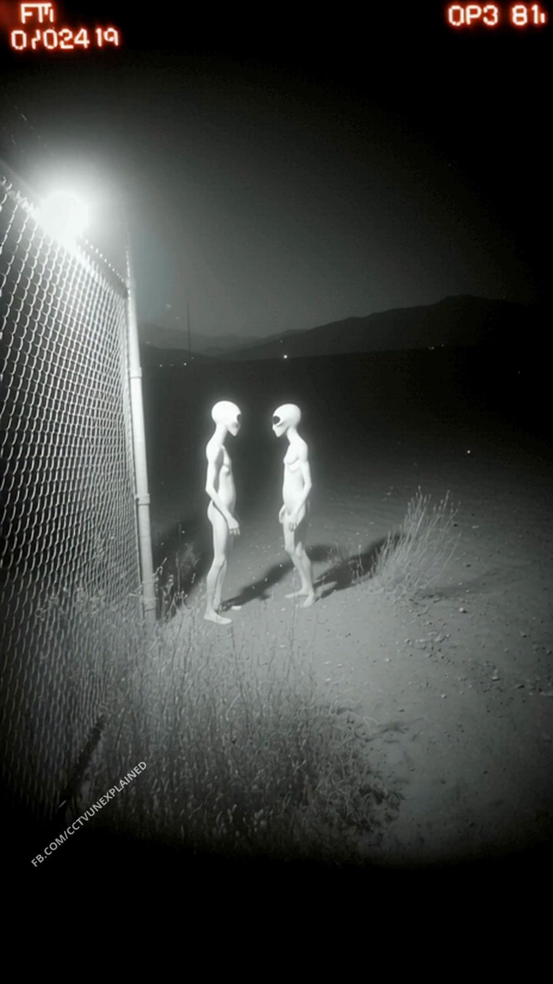 CCTV from a restricted Area corridor shows two small, gray aliens ...