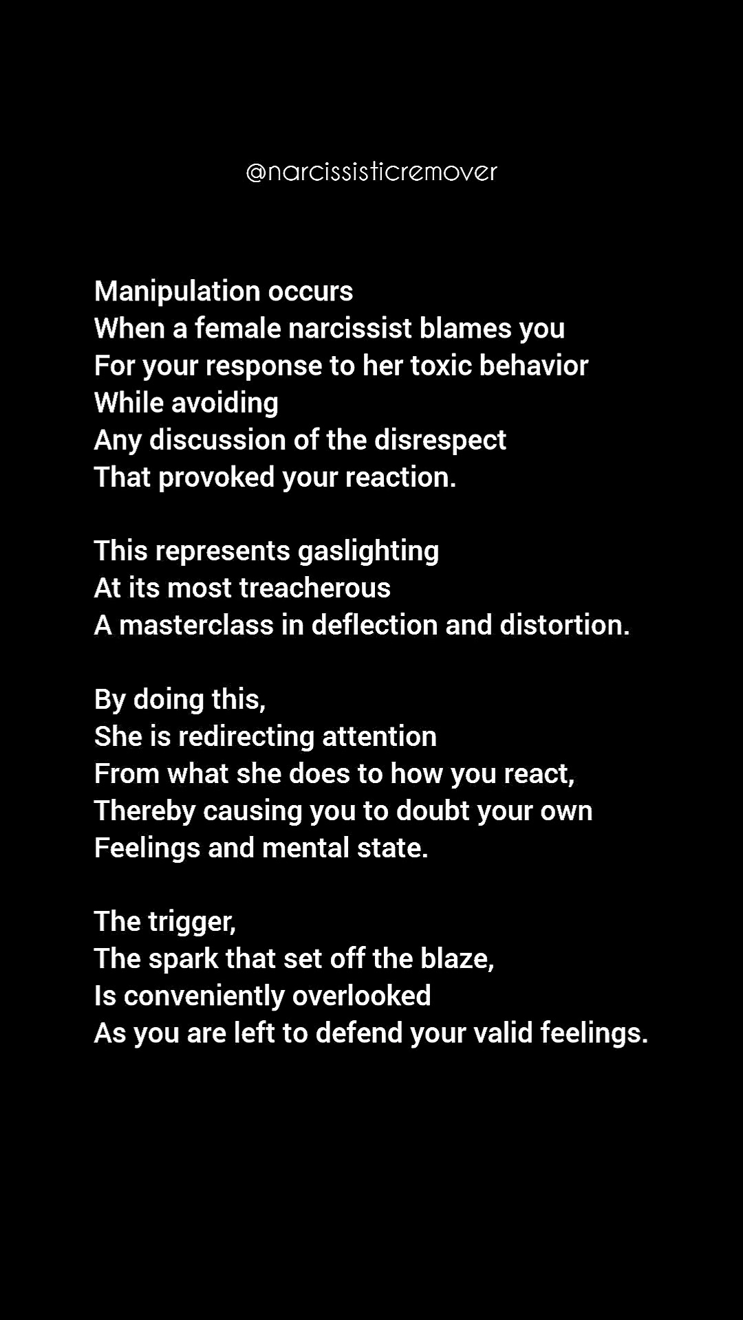 Manipulation occurs when a female narcissist blames you for your ...